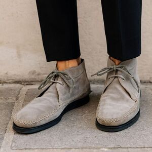 TOM FORD Gray Suede Moccasin Boots Shoes   Mens Size 10.5